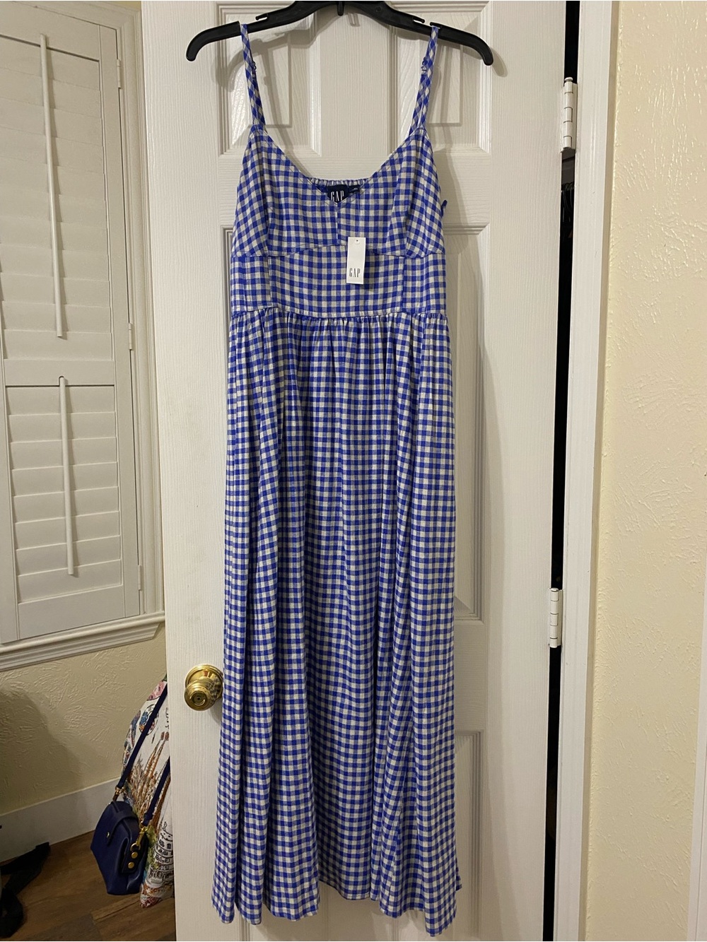 GAP Blue and White Gingham Maxi Dress